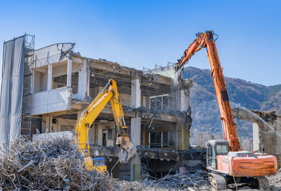 建物橋梁や公道を建設する道路における路上工事